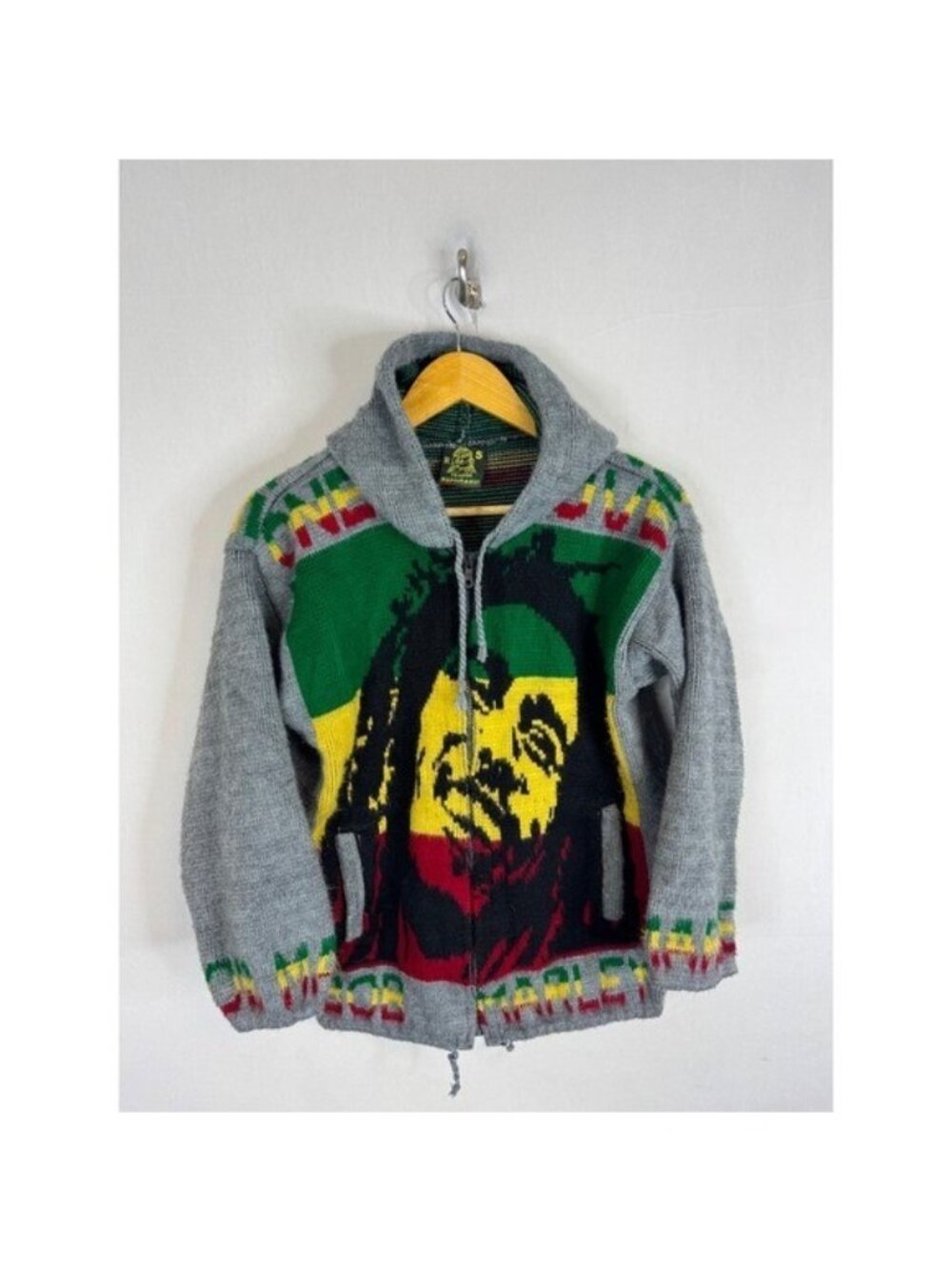 Tejidos Ruminahui Bob Marley Rasta Knit Full Zip Hoodie Sweater Ecuador Small